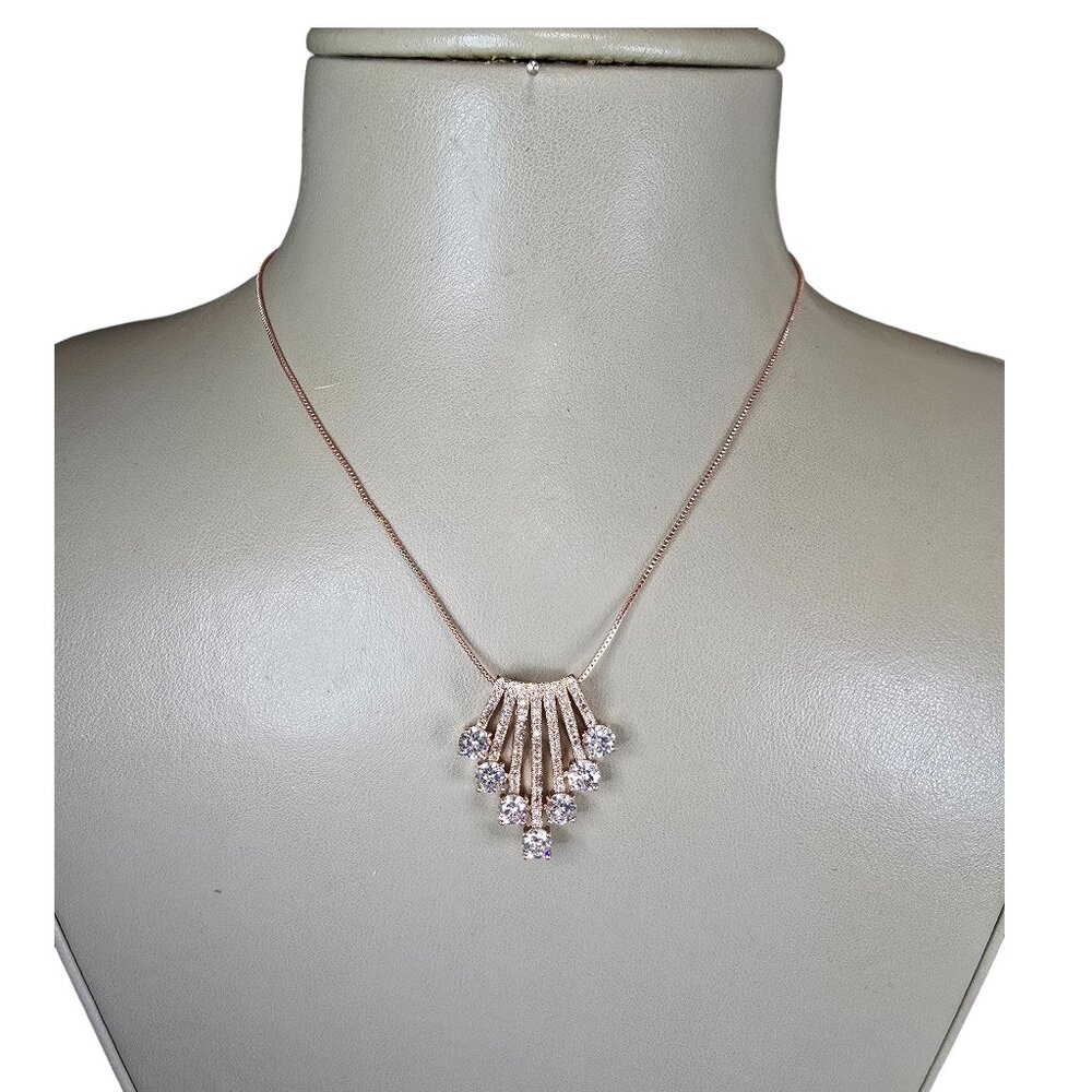 Women's 18k Rose Gold Plated Cubic Zirconia Necklace